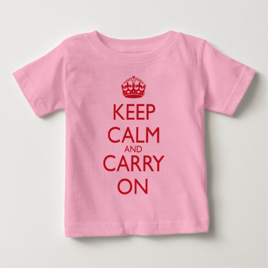 Keep Calm and Carry Onの消防車の赤の文字 ベビーTシャツ (正面)