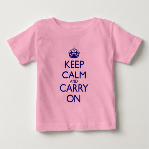 Keep Calm and Carry Onの濃紺の文字 ベビーTシャツ