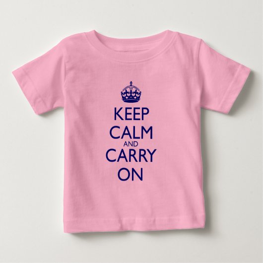 Keep Calm and Carry Onの濃紺の文字 ベビーTシャツ (正面)