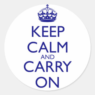 Keep Calm and Carry Onの濃紺の文字 ラウンドシール