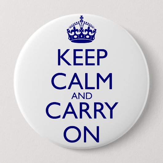 Keep Calm and Carry Onの濃紺の文字 缶バッジ (正面)