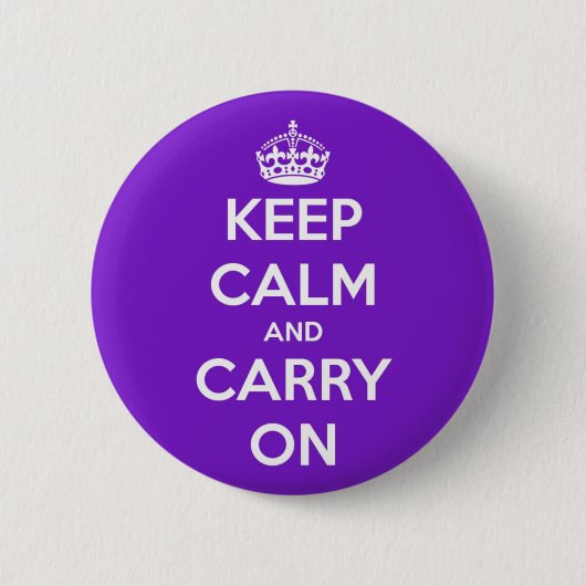 Keep Calm and Carry Onの紫色 缶バッジ (正面)