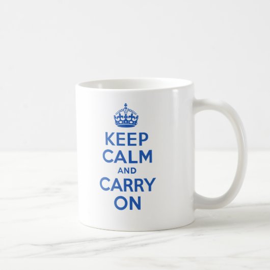 Keep Calm and Carry Onの青 コーヒーマグカップ (右)
