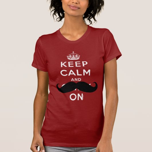 Keep Calm and Carry Onの髭のユーモアのワイシャツ Tシャツ (正面)
