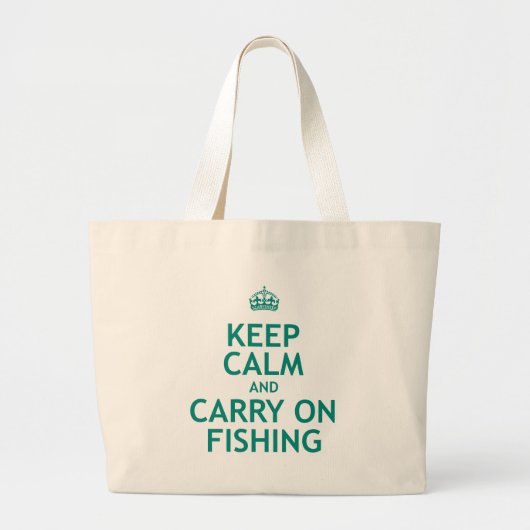 Keep Calm and Carry Onの魚釣り ラージトートバッグ (正面)
