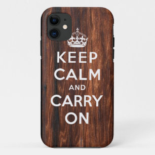 Keep Calm and Carry OnのiPhone 5の場合 の木製のプリント iPhone 11 ケース