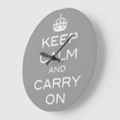 Keep Calm and Carry Onウォール時計 – 任意の色 ラージ壁時計 (傾斜)