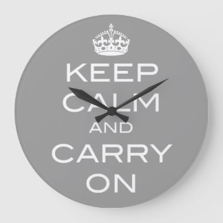 Keep Calm and Carry Onウォール時計 – 任意の色 ラージ壁時計