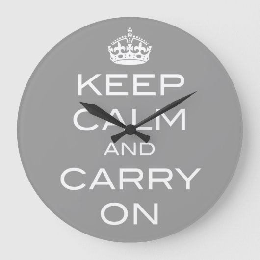 Keep Calm and Carry Onウォール時計 – 任意の色 ラージ壁時計 (正面)