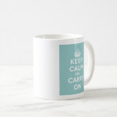 Keep Calm and Carry Onオンライトブルー コーヒーマグカップ (正面右)