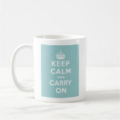 Keep Calm and Carry Onオンライトブルー コーヒーマグカップ (左)