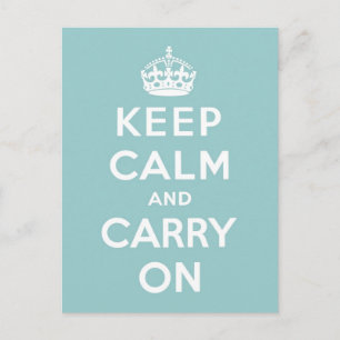 Keep Calm and Carry Onオンライトブルー ポストカード