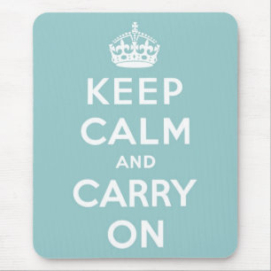 Keep Calm and Carry Onオンライトブルー マウスパッド