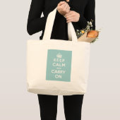 Keep Calm and Carry Onオンライトブルー ラージトートバッグ (正面(商品))