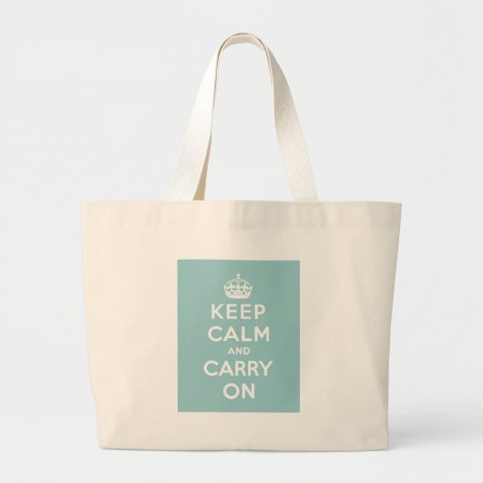 Keep Calm and Carry Onオンライトブルー ラージトートバッグ (正面)
