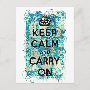 Keep Calm and Carry Onグランジ壁紙ダマスク ポストカード