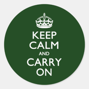 KEEP CALM AND CARRY ONグリーン ラウンドシール