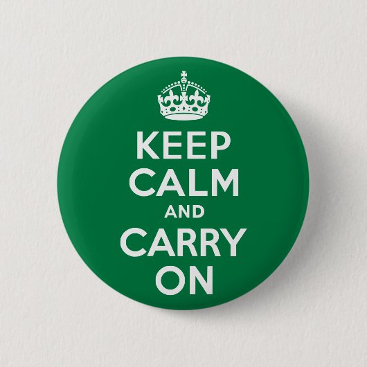Keep Calm and Carry Onグリーン 缶バッジ (正面)