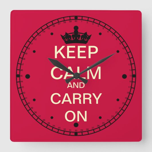 Keep Calm and Carry Onスクウェア・ウォール・クロック スクエア壁時計 (正面)