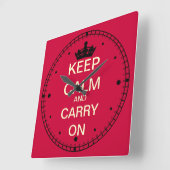 Keep Calm and Carry Onスクウェア・ウォール・クロック スクエア壁時計 (傾斜)