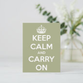 Keep Calm and Carry Onセージ緑はがき ポストカード (スタンド正面)