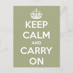 Keep Calm and Carry Onセージ緑はがき ポストカード