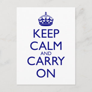 Keep Calm and Carry Onネイビーブルー文字 ポストカード