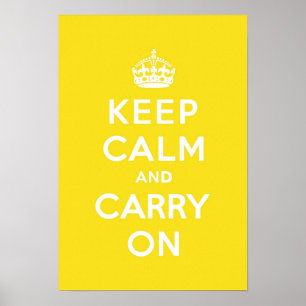 Keep Calm and Carry Onハンサイエローメッドホワイト文字 ポスター