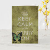 Keep Calm and Carry Onバタフライ誕生日 カード (黄色い花)