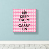 Keep Calm and Carry Onピンクダイヤモンド キャンバスプリント (インサイチュ (ウッドフロア))