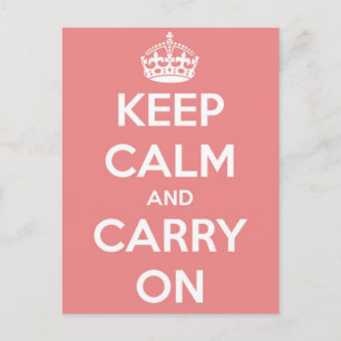 Keep Calm and Carry Onピンク葉書 ポストカード