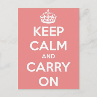 Keep Calm and Carry Onピンク葉書 ポストカード