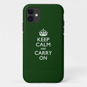 KEEP CALM AND CARRY ONフォレストグリーンデコール iPhone 11 ケース