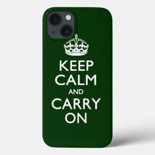 KEEP CALM AND CARRY ONフォレストグリーン iPhone 13ケース