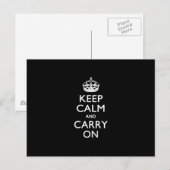 KEEP CALM AND CARRY ONブラックデコール ポストカード (正面/裏面)