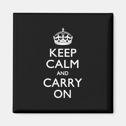 Keep Calm and Carry Onブラック マグネット (正面)