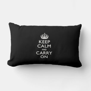 Keep Calm and Carry Onブラック ランバークッション