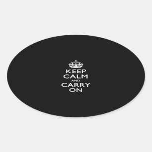 Keep Calm and Carry Onブラック 楕円形シール