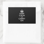 Keep Calm and Carry Onブラック 長方形シール (バッグ)