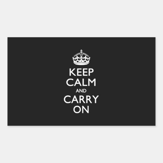 Keep Calm and Carry Onブラック 長方形シール (正面)