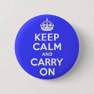 Keep Calm and Carry Onブルー 缶バッジ