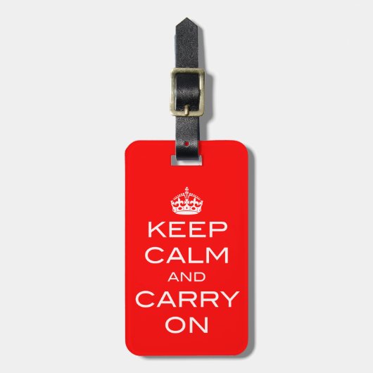 Keep Calm and Carry Onラゲージタグ – 任意の色 ラゲッジタグ (正面縦)