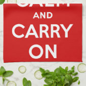 Keep Calm and Carry Onレッド キッチンタオル (折り畳み)