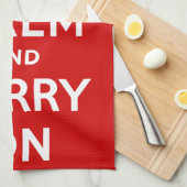 Keep Calm and Carry Onレッド キッチンタオル (四つ折り)