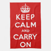 Keep Calm and Carry Onレッド キッチンタオル (縦)