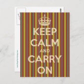 Keep Calm and Carry Onヴィンテージストライプはがき ポストカード (正面/裏面)