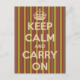 Keep Calm and Carry Onヴィンテージストライプはがき ポストカード