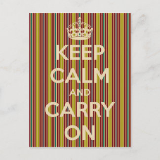 Keep Calm and Carry Onヴィンテージストライプはがき ポストカード