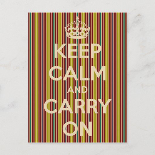 Keep Calm and Carry Onヴィンテージストライプはがき ポストカード (正面)