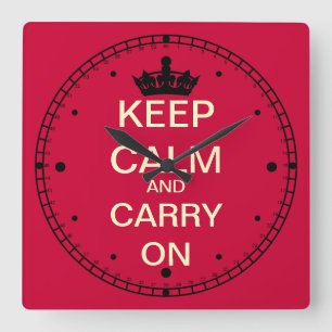Keep Calm and Carry On四角時計 スクエア壁時計